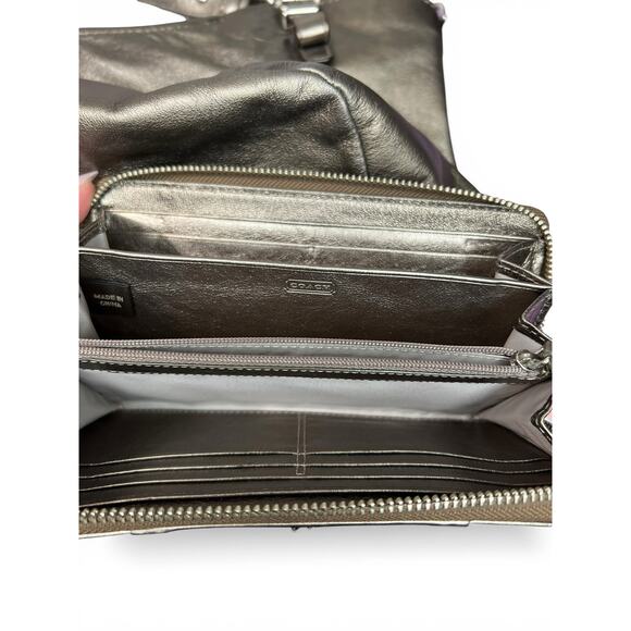 COACH Madison Metallic Pewter Leather 15958 Bag & Matching Wallet Set - Picture 9 of 16